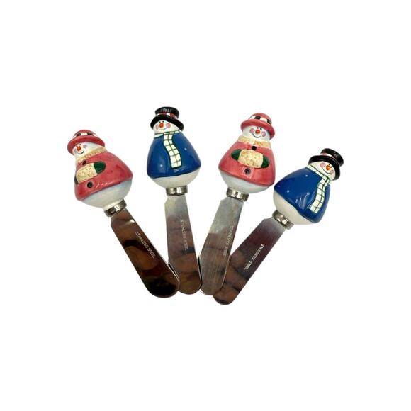 Vintage Christmas Cheese Spreader Knife Knives Snowman Stainless Steel EUC - Picture 1 of 5